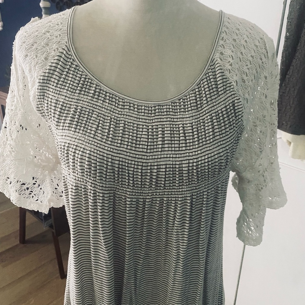 Maurices Taupe and White Striped Top